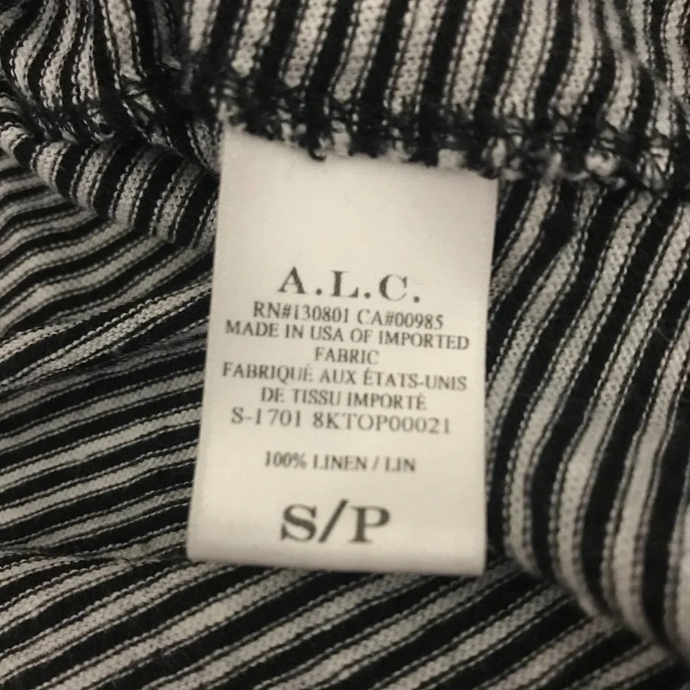 A.L.C. Striped Asymmetrical Pocket Tank Top Sz S Black White 100% Linen ALC - Picture 6 of 9